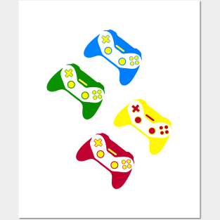 Multi-color Gamer Controller Posters and Art